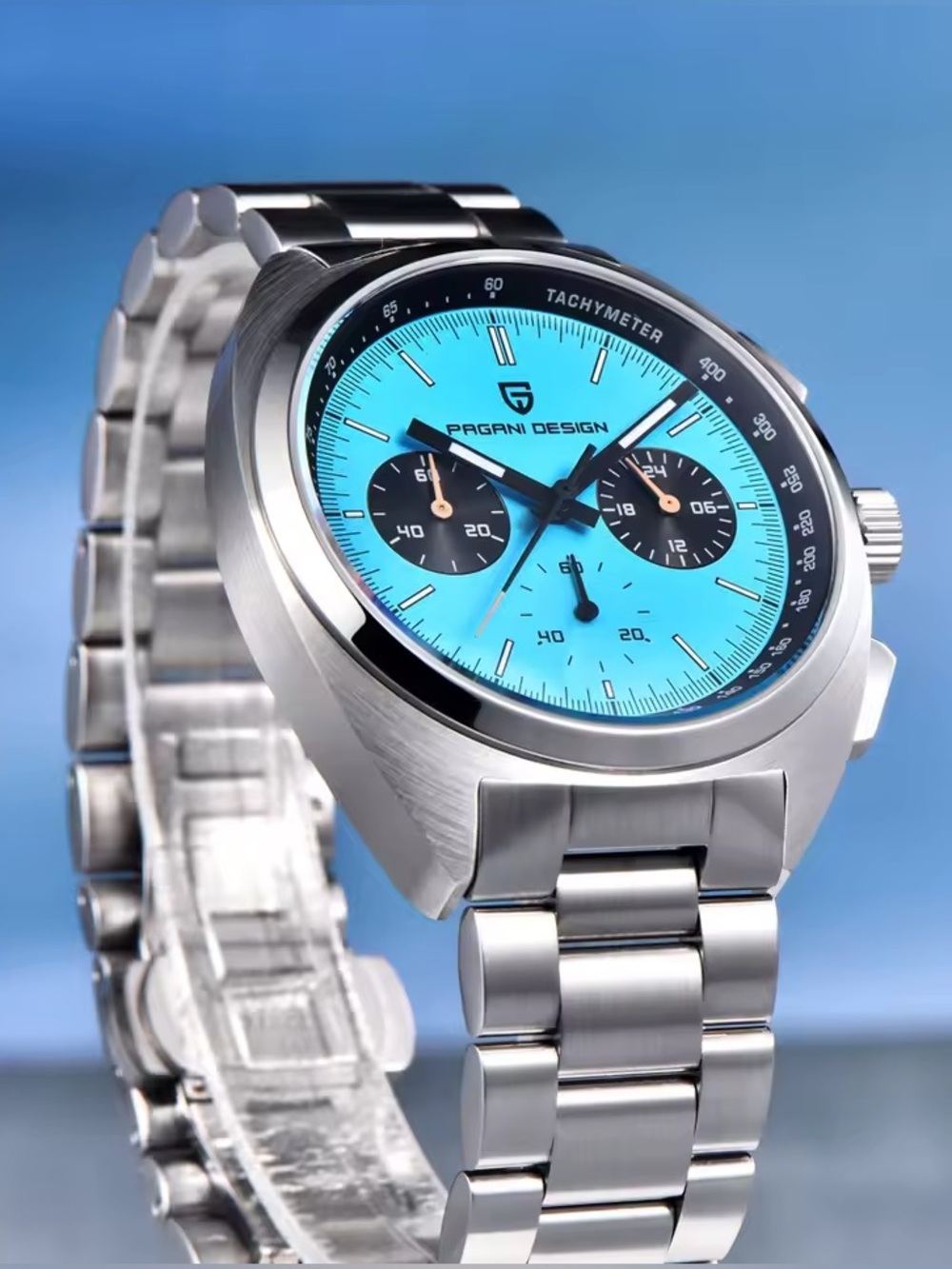 PAGANI PD-1782 Turquoise Dial Stainless Steel Chronograph Watch 39mm NEW IN BOX!